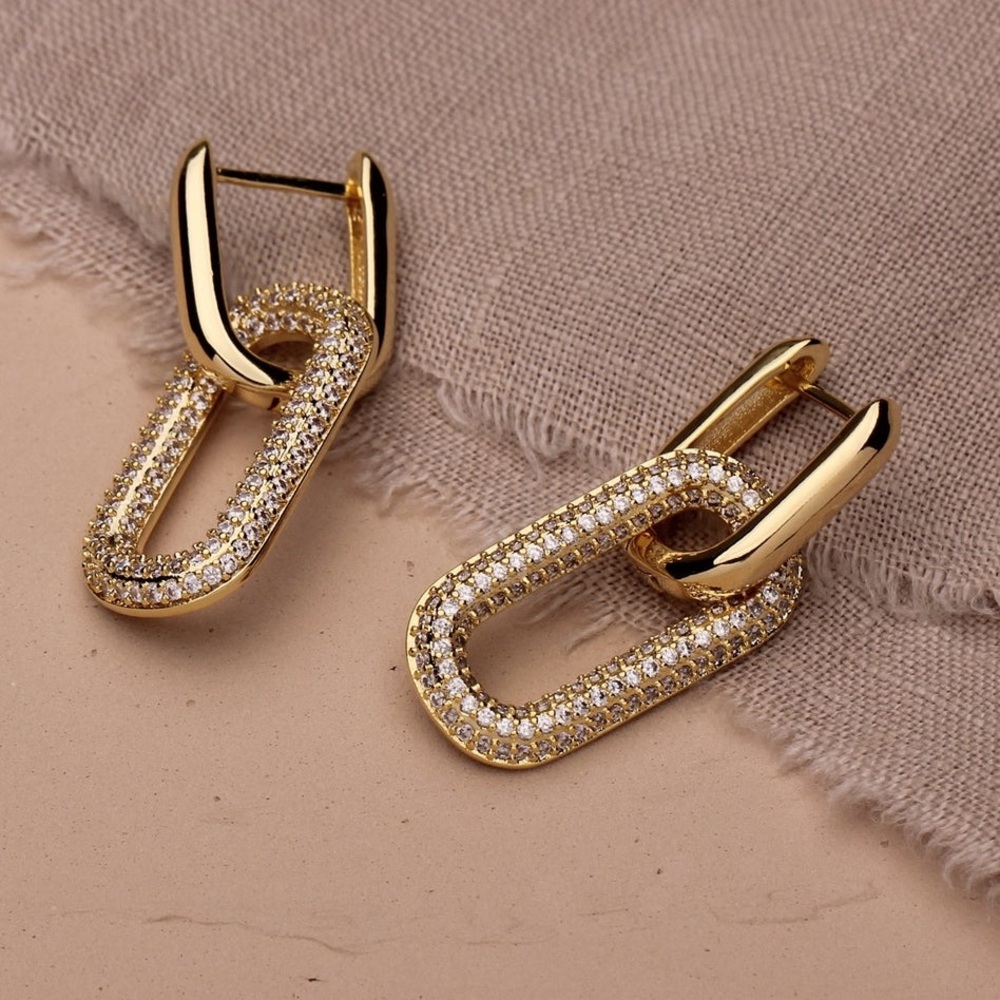 Rectangle Hoop earrings - Picture 3 of 7